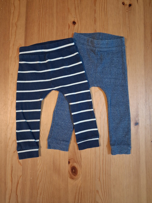 2 x Ribbed Leggings (Striped & Blue) - Boys 18-24 months - TU
