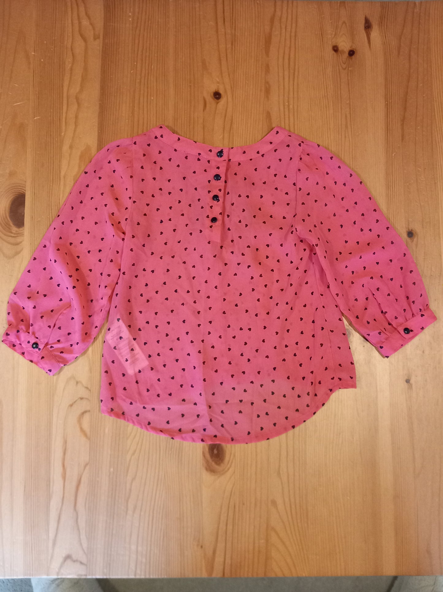 Pink Shorter Length Hearts Top - Girls 9-10 years - Miss Evie