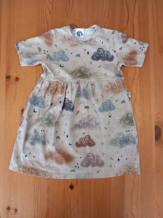 Handmade Nature & Clouds Short Sleeve Dress - Girls 4-5 years - Little J Clothing