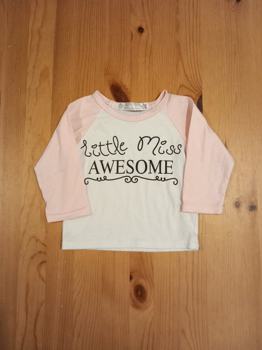 White & Pink Little Miss Awesome Top - Girls 12-18 months - Yuhon Clothing