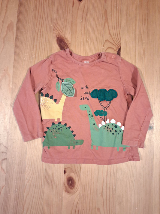 Distressed Look Dinosaurs 'Hide And Seek' Long Sleeve Top With Flaps - Boys 18-24 months - F&F