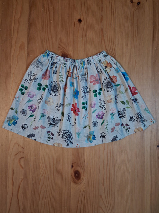 Handmade Flowers & Bees Skirt With Elasticated Waistband - Girls 3-4 years - Popsy & Mama