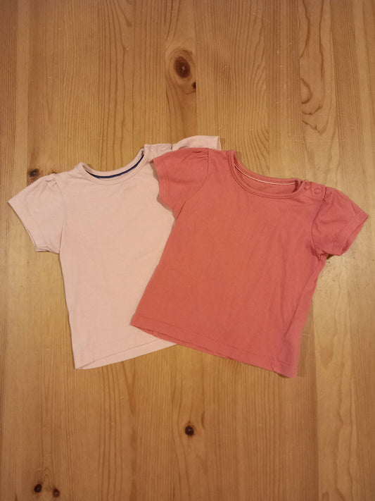 2 x Pink T-Shirts - Girls 6-9 months - Mothercare