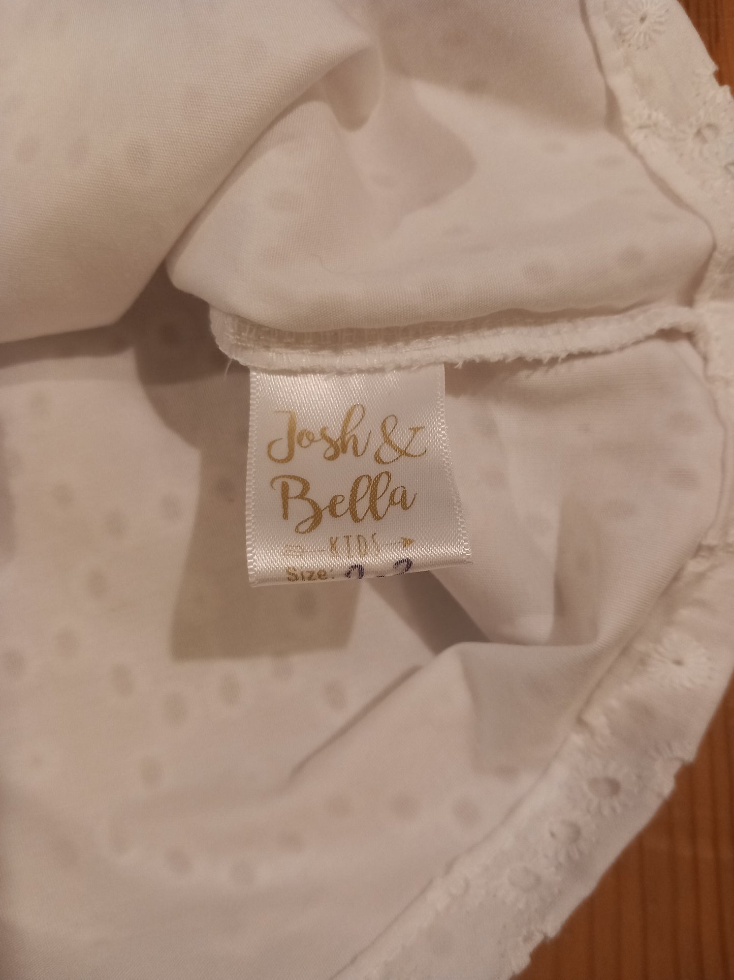 Handmade Lined White Short Sleeve Top - Girls 2-3 years - Josh & Bella Kids