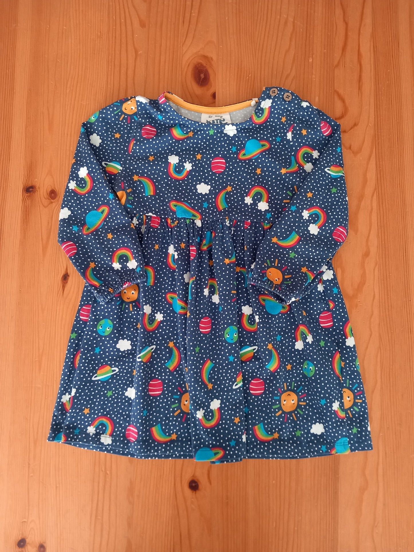 Long Sleeve Planets & Rainbows Dress - Girls 2 years - Kite