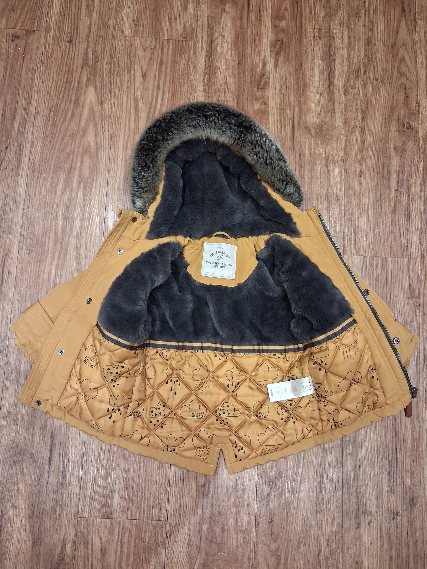 Mustard Coat With Furry Hood - Boys 12-18 months - George