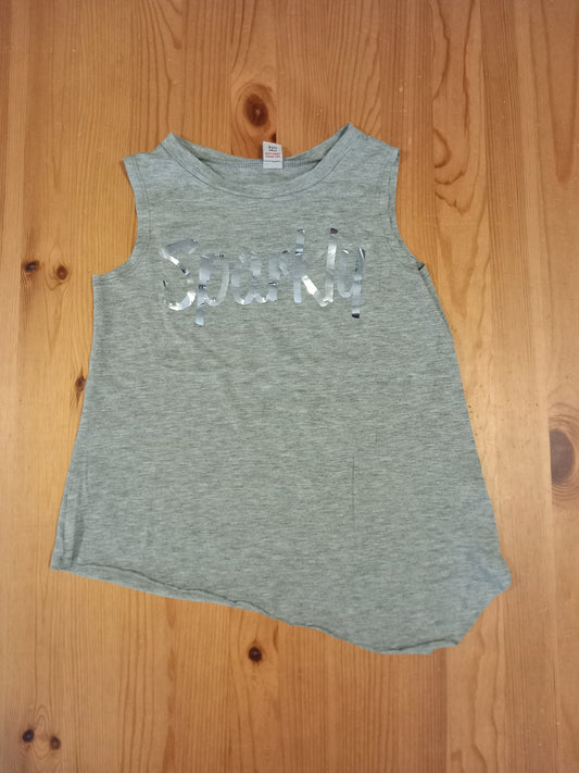 Grey 'Sparkly' Oversized Sleeveless Top - Girls 8 years - TU
