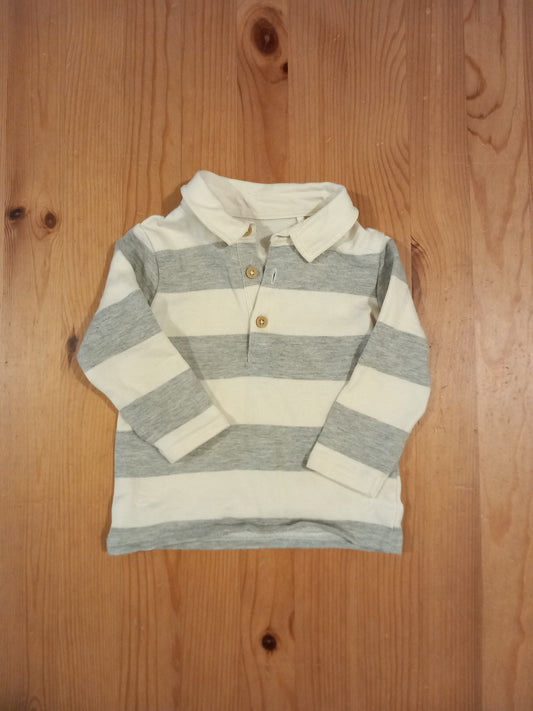 Long Sleeve Polo Style Top - Boys 6-9 months - TU