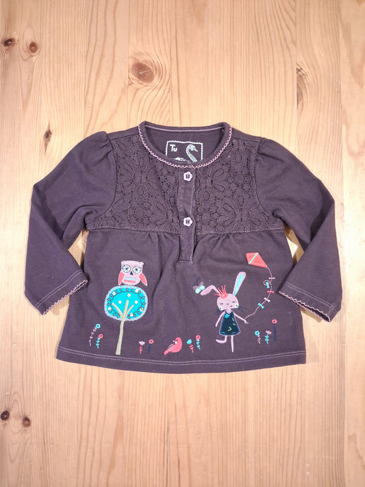 Purple Pictures Long Sleeve Top - Girls 6-9 months - TU