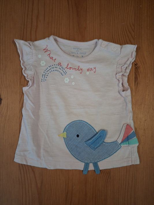 Light Pink 'What A Lovely Day' Bird T-Shirt - Girls 9-12 months - F&F