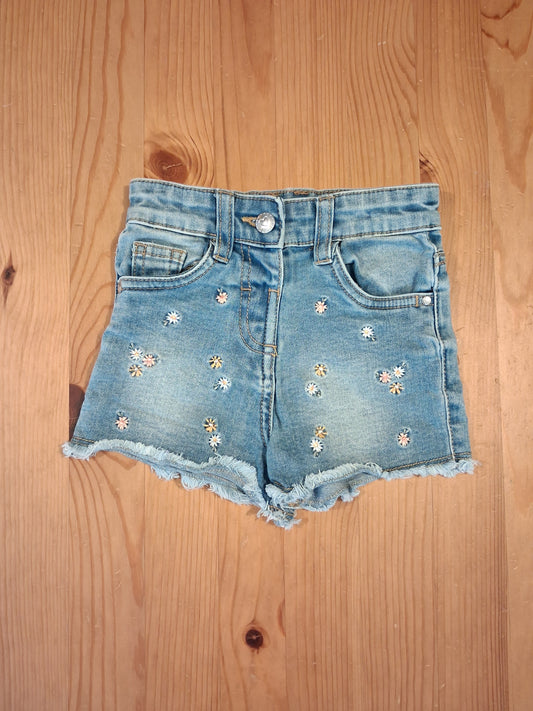 Distressed Look Denim Flowers Shorts - Girls 18-24 months - M&Co