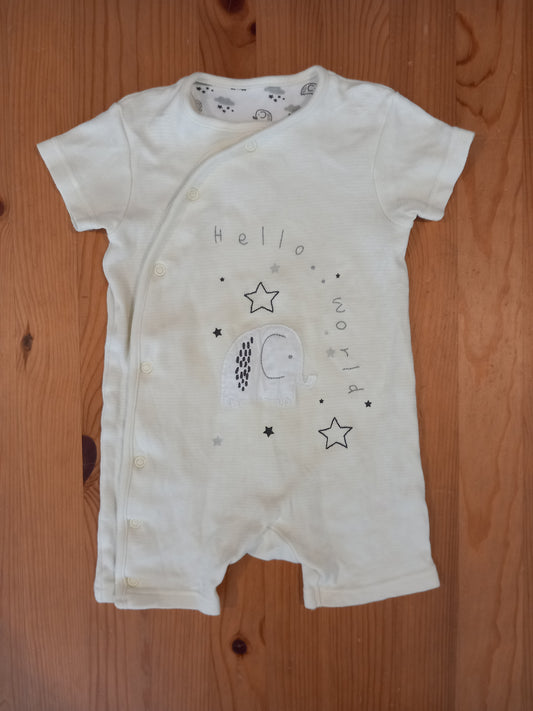 'Hello World' Elephant Short Sleeve Romper - Unisex 6-9 months - Mini Club