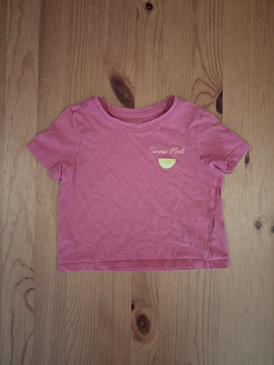 'Summer Mood' Pink Short/Cropped T-Shirt - Girls 18-24 months - Primark