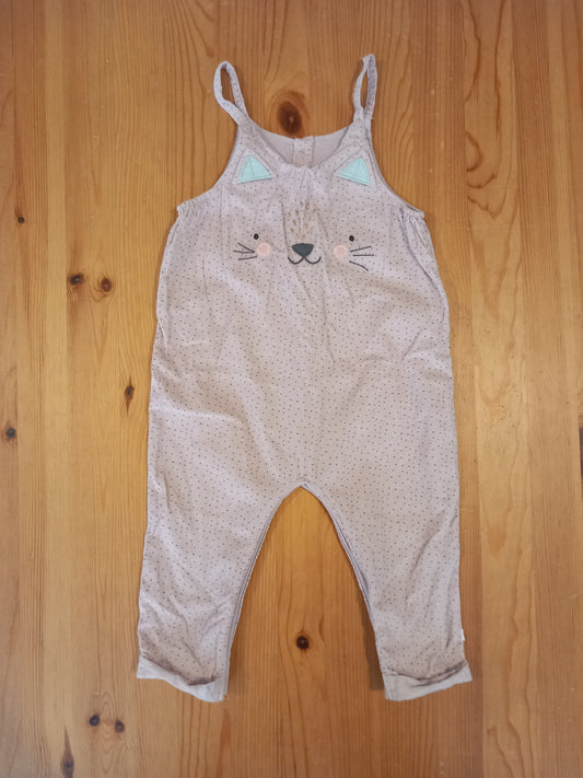 Light Pink Fine Corduroy Cat Dungarees - Girls 12-18 months - Next