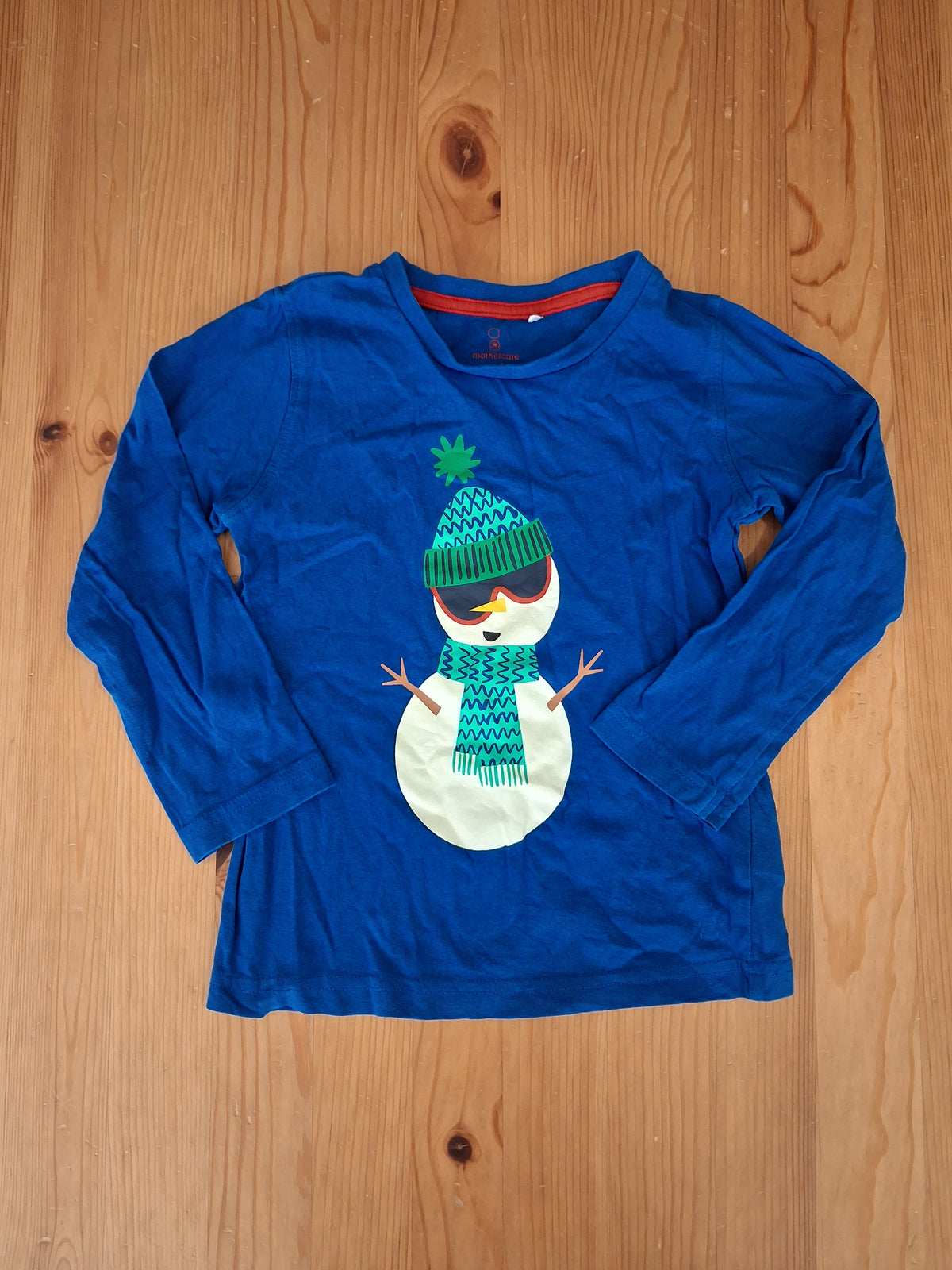 Blue Snowman/Christmas Long Sleeve Top - Boys 3-4 years - Mothercare
