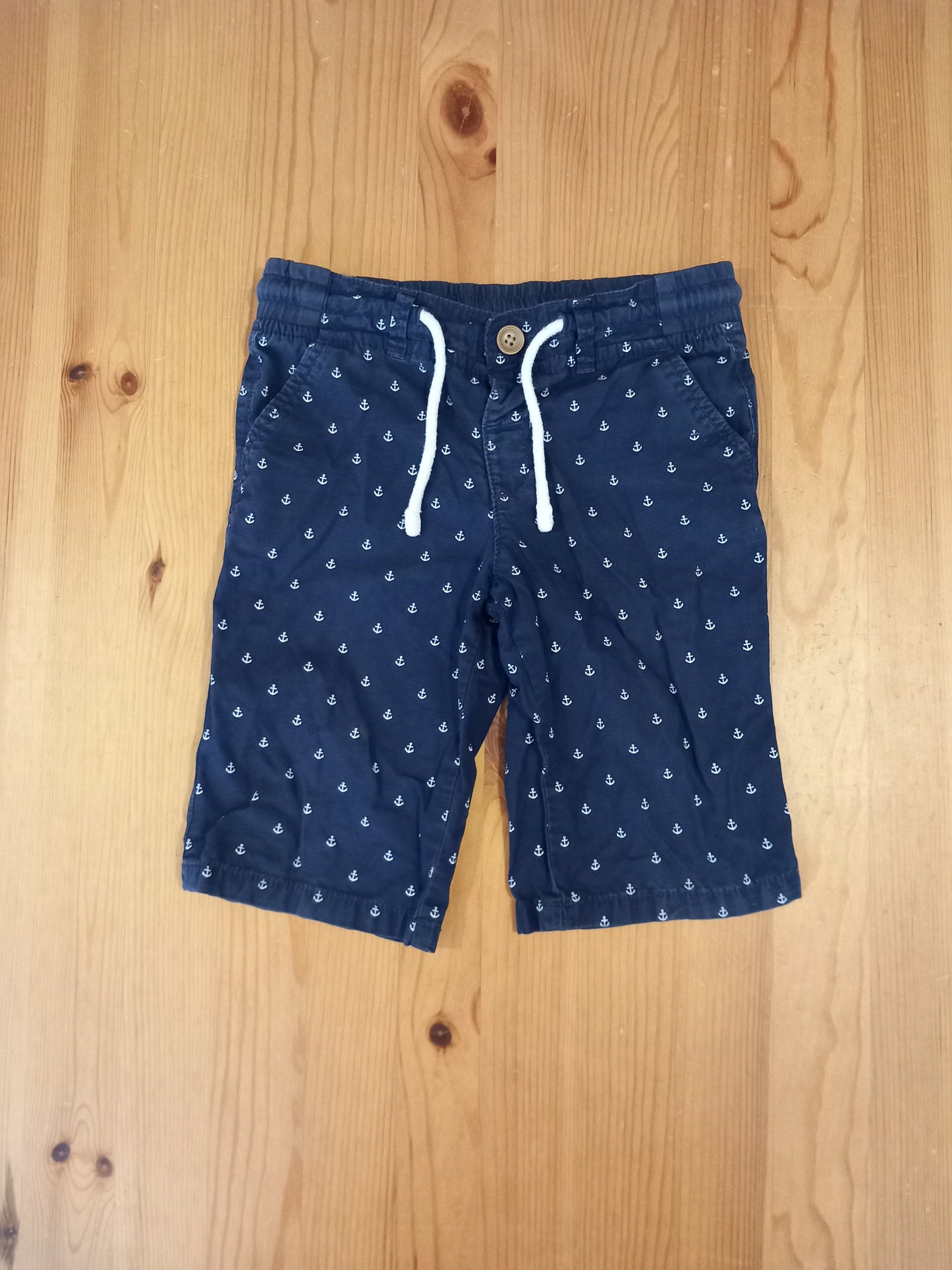Navy Anchors Shorts With Adjustable Drawstring Waistband - Boys 4-5 years - M&S