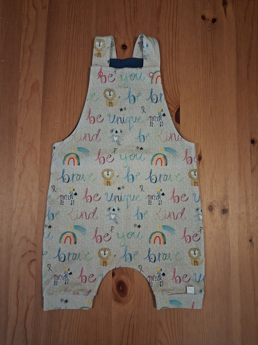Handmade Affirmations Short Dungarees - Girls 3-4 years - Popsy & Mama