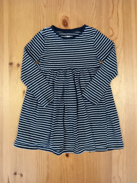 Navy & White Striped Long Sleeve Dress - Girls 4-5 years - F&F