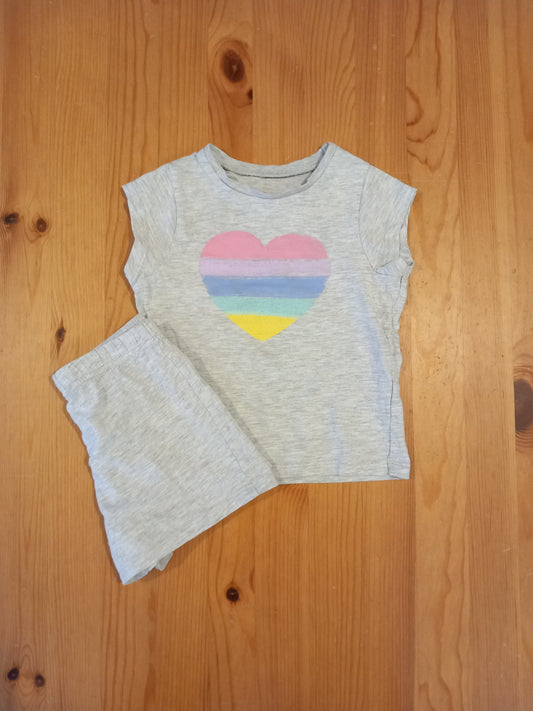 Grey Heart Shorts Pyjamas - Girls 18-24 months - George
