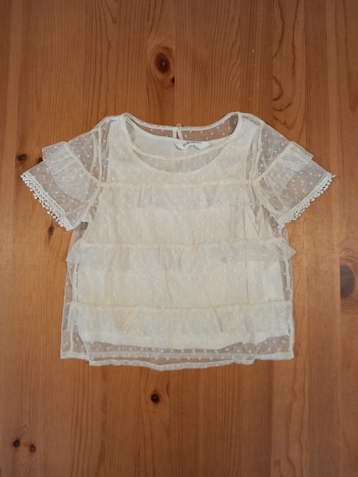 Cream Shorter Length/Cropped Short Sleeve Two Layer Top - Girls 9-10 years - H&M