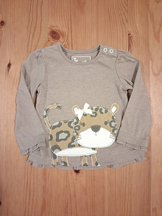 Long Sleeve Leopard Print Top - Girls 6-9 months - TU