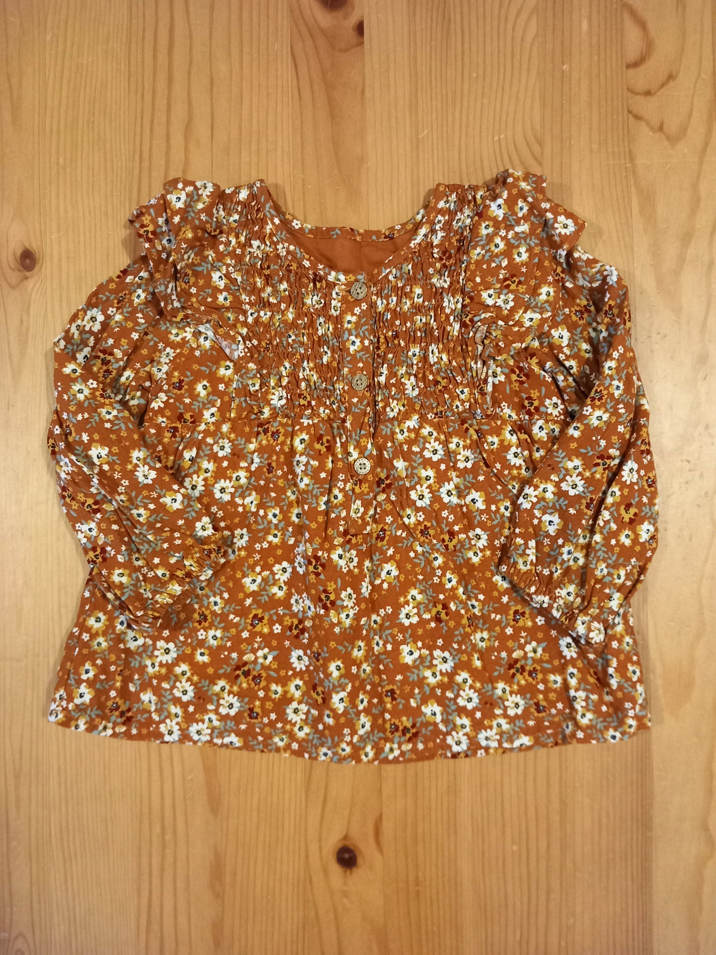 Brown Long Sleeve Floral Top - Girls 12-18 months - Matalan