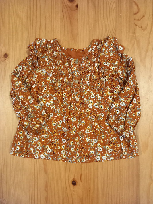 Brown Long Sleeve Floral Top - Girls 12-18 months - Matalan