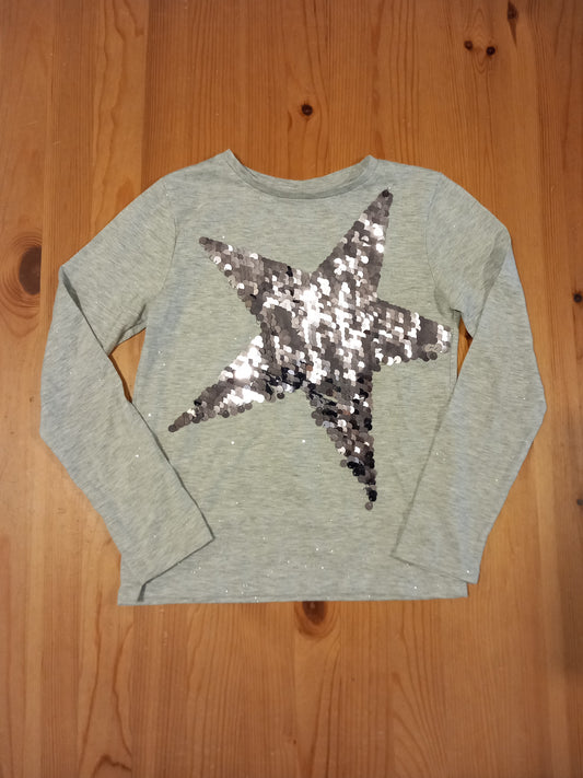 Grey Glittery Flip Sequin Star Top - Girls 9-10 years - Primark