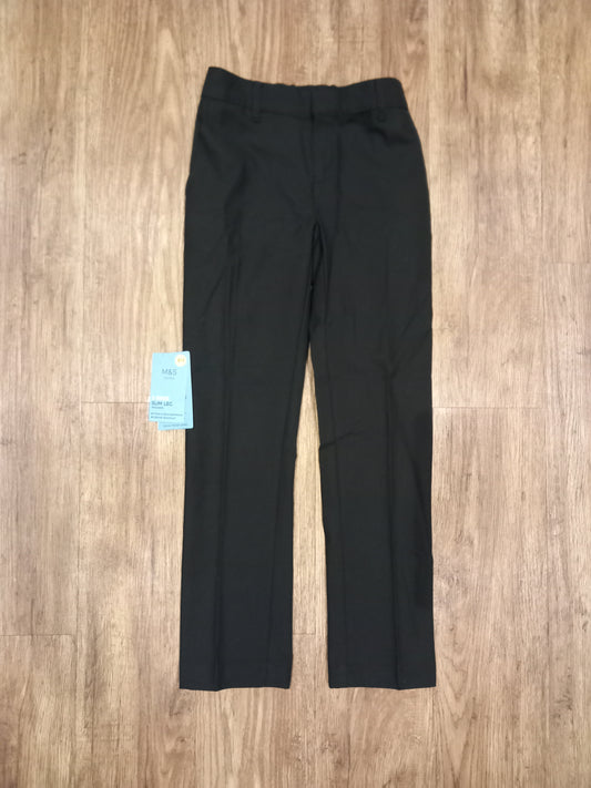 Black Extra Long Slim Leg School Trousers With Adjustable Waistband (BNWT) - Boys 6-7 years - M&S School