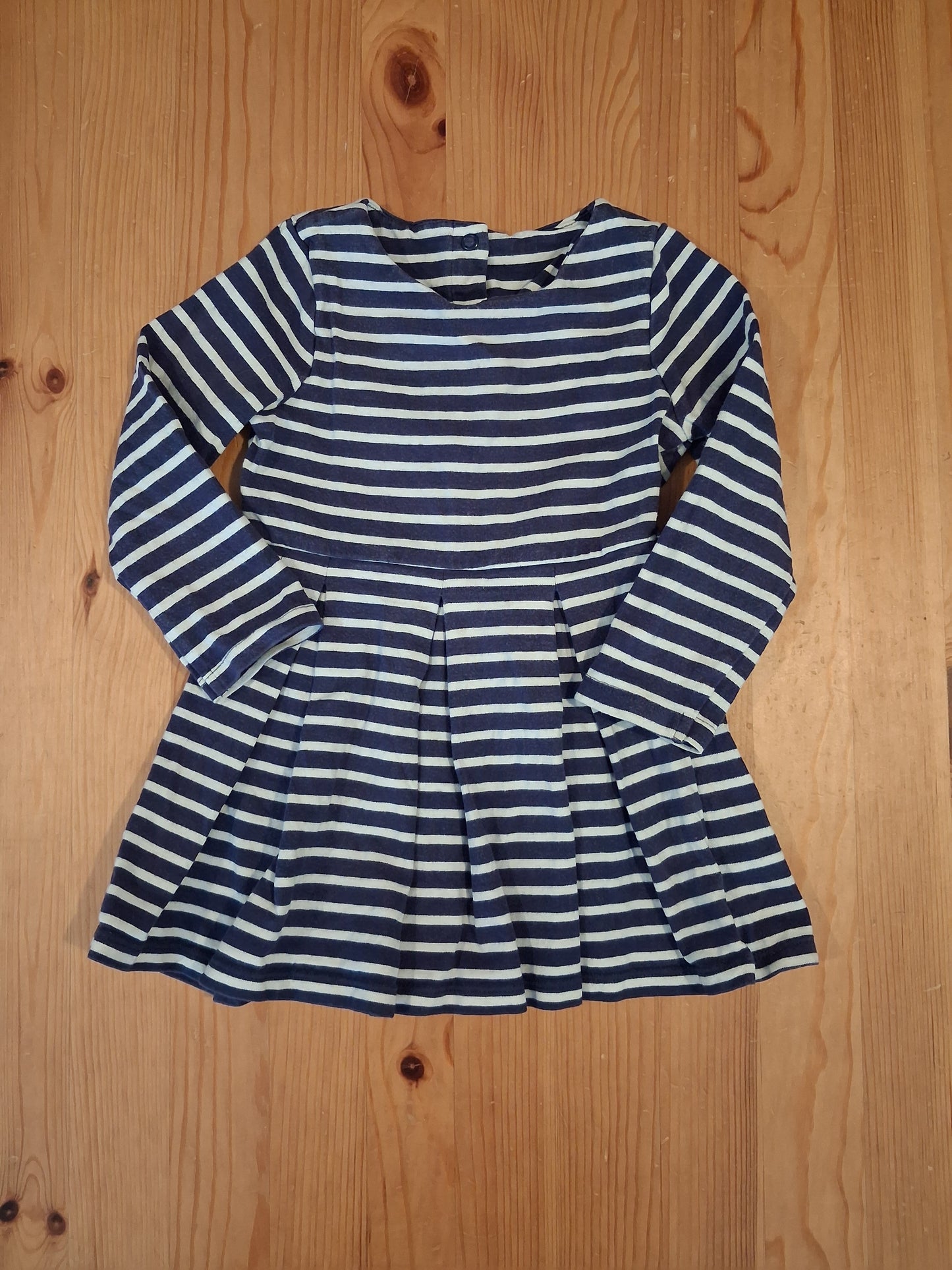 Long Sleeve Navy Striped Dress - Girls 12-18 months - Mothercare