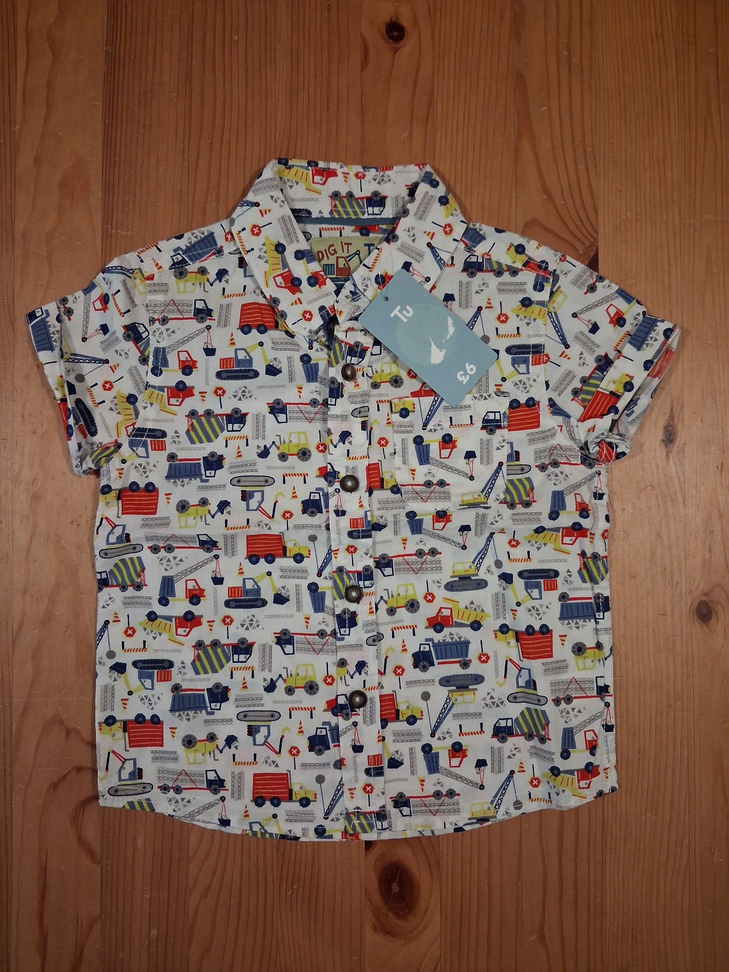 Construction Vehicles Short Sleeve Shirt (BNWT) - Boys 18-24 months - TU