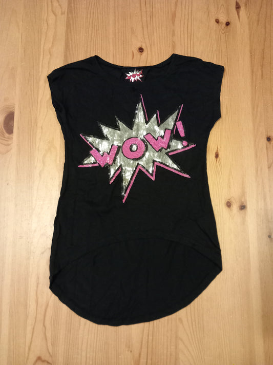 Black 'Wow' Sequined Short Sleeve Top - Girls 9-10 years - Primark