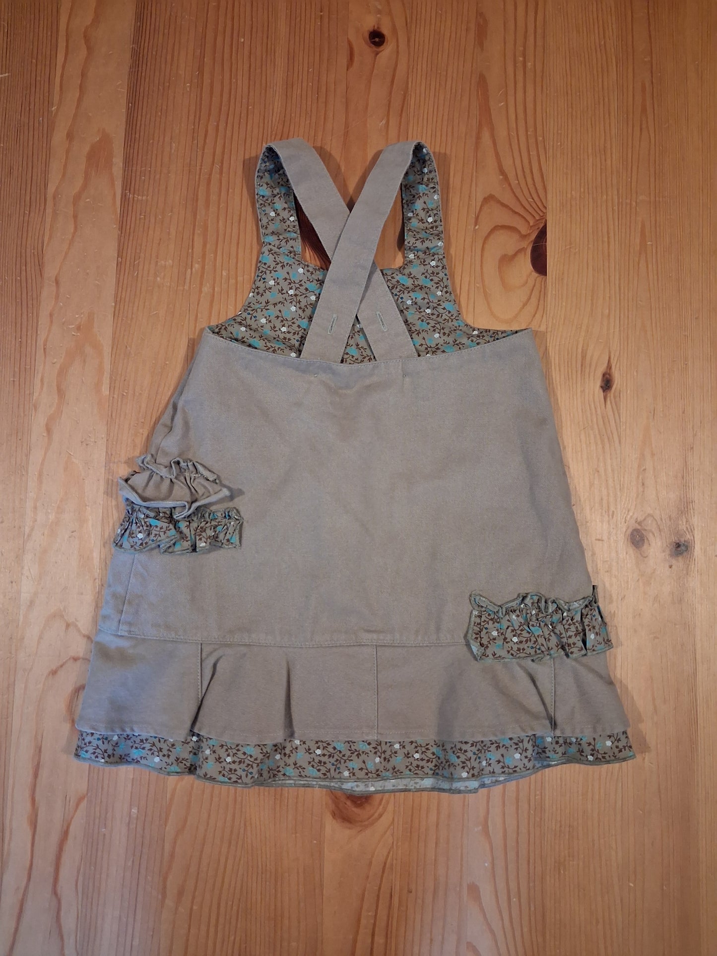 Floral Edged Pinafore Dress - Girls 12 months - Mila Blue For Vertbaudet