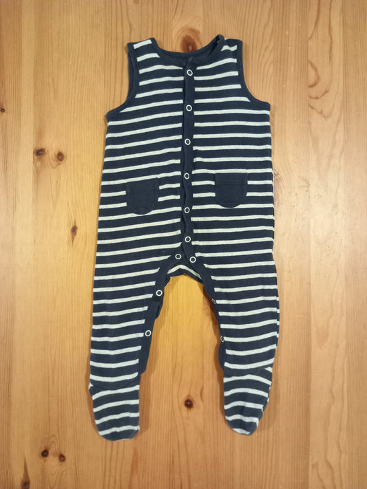 Striped Sleeveless Romper With Covered Feet - Boys 6-9 months - Mothercare