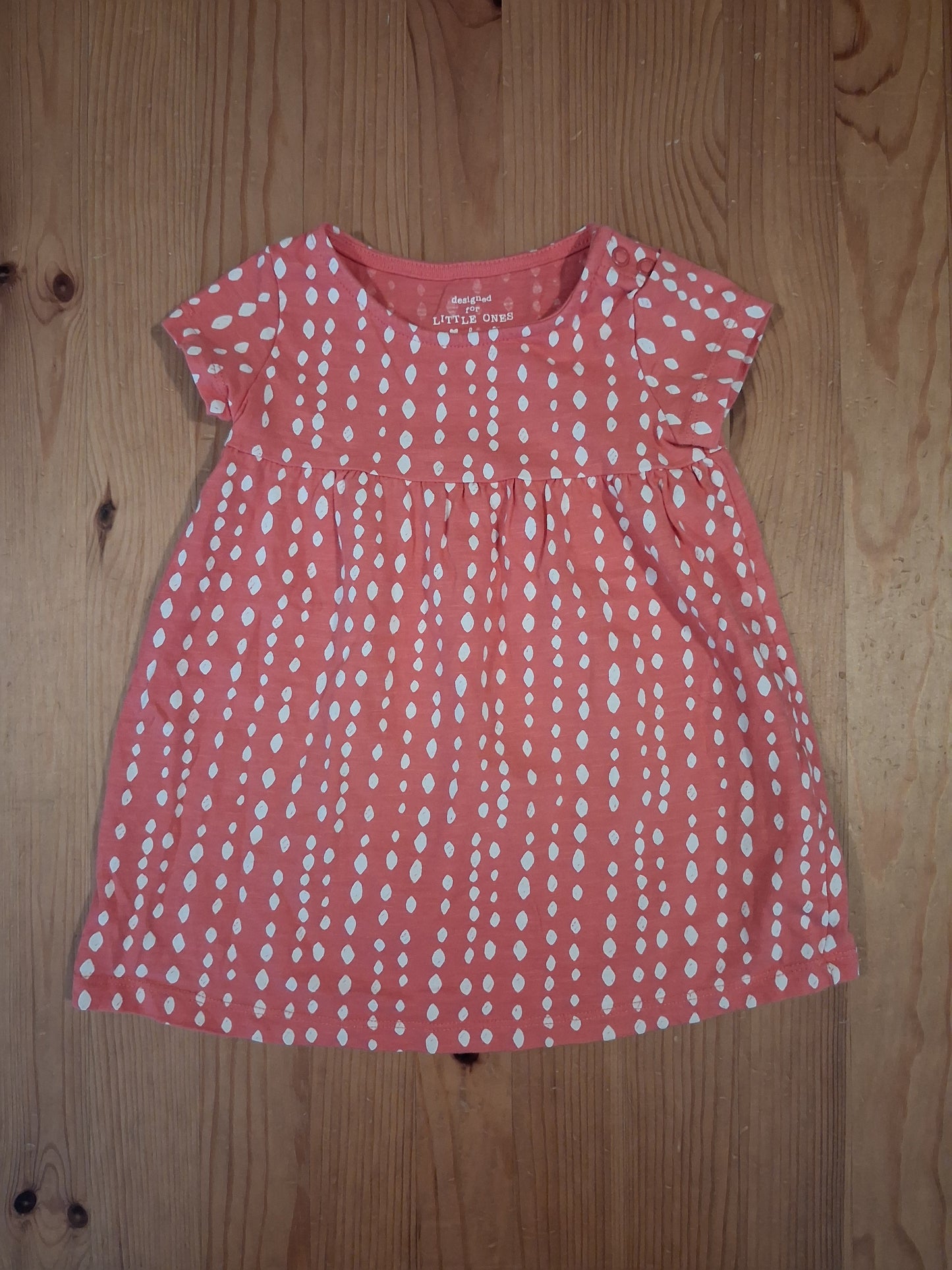 White Spots Short Sleeve Dress - Girls 9-12 months - F&F