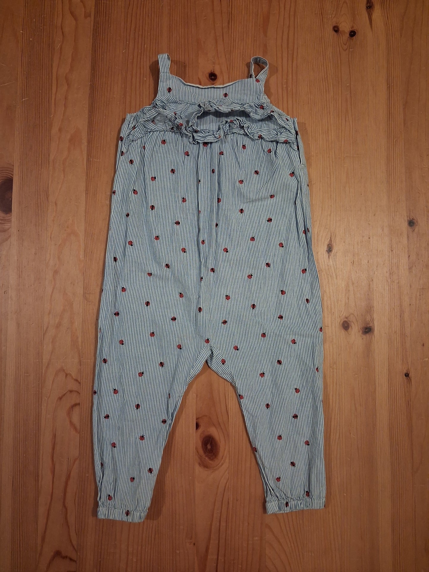 Striped Ladybirds Sleeveless Jumpsuit/Dungarees - Girls 12-18 months - H&M