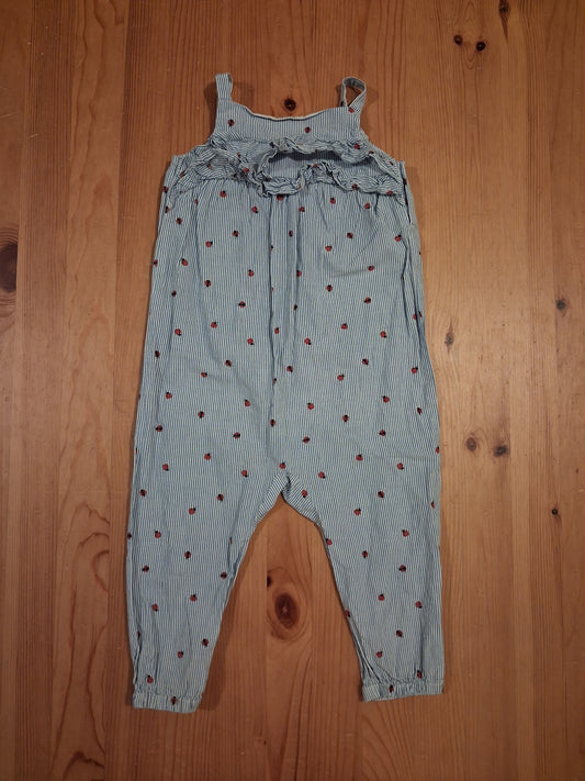 Striped Ladybirds Sleeveless Jumpsuit/Dungarees - Girls 12-18 months - H&M