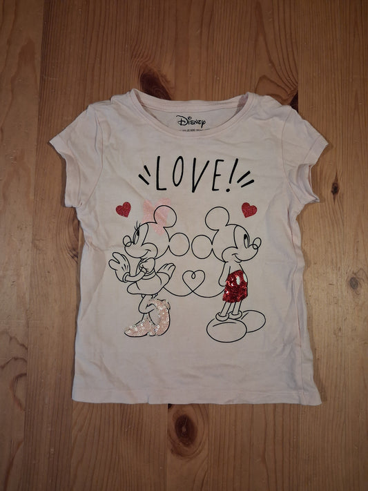Light Pink Sequined Mickey & Minnie Mouse 'Love' T-Shirt - Girls 2-3 years - Disney at Tesco