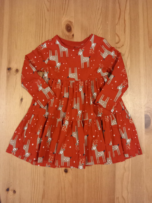 Red Glittery Reindeer Christmas Dress - Girls 2-3 years - F&F