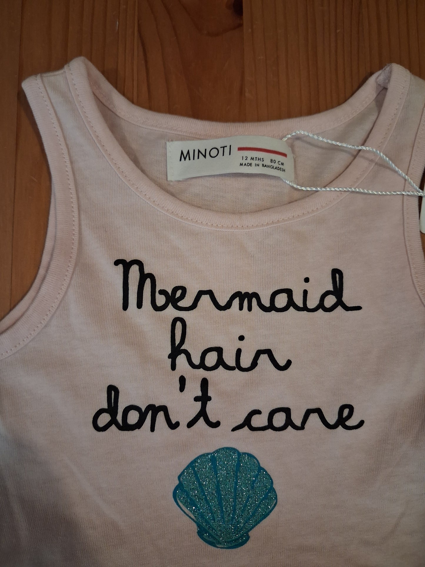 Light Pink 'Mermaid Hair Don't Care' Sleeveless Dress (BNWT) - Girls 12 months - Minoti