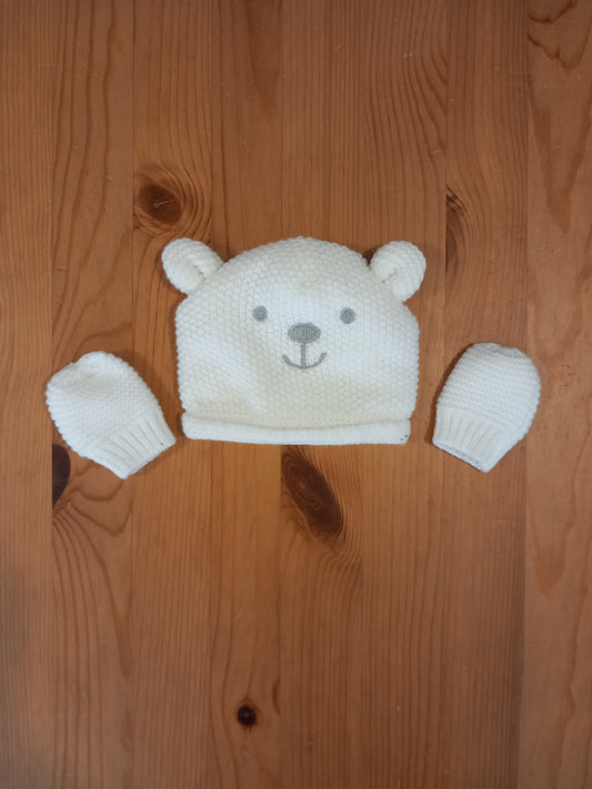 Teddy Hat & Mittens Set - Unisex 0-3 months - George