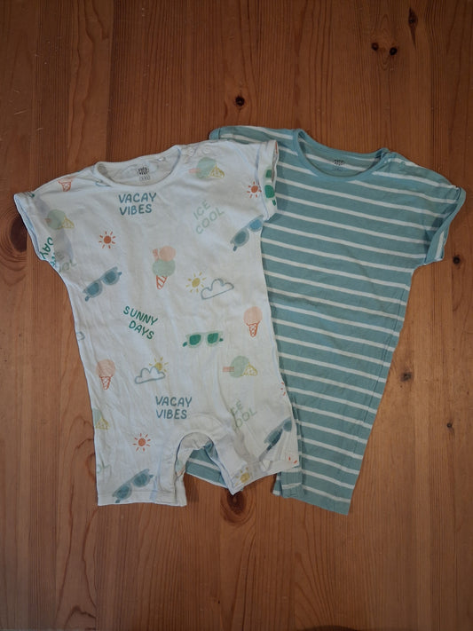 2 x Rompers (Striped & Summer) - Boys 12-18 months - F&F