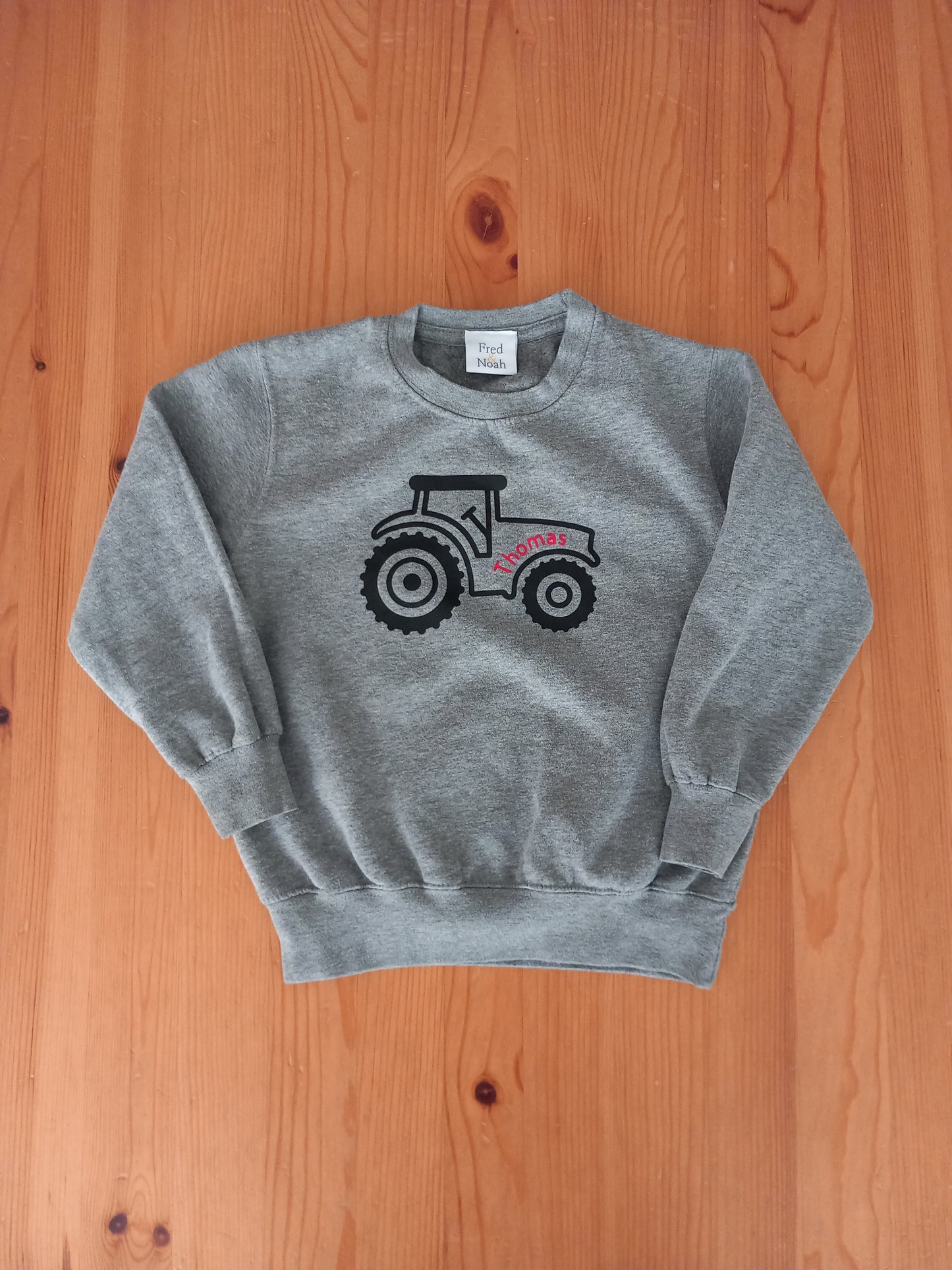 Grey Tractor Sweatshirt (Personalised With Thomas) - Boys 3-4 years - Fred & Noah