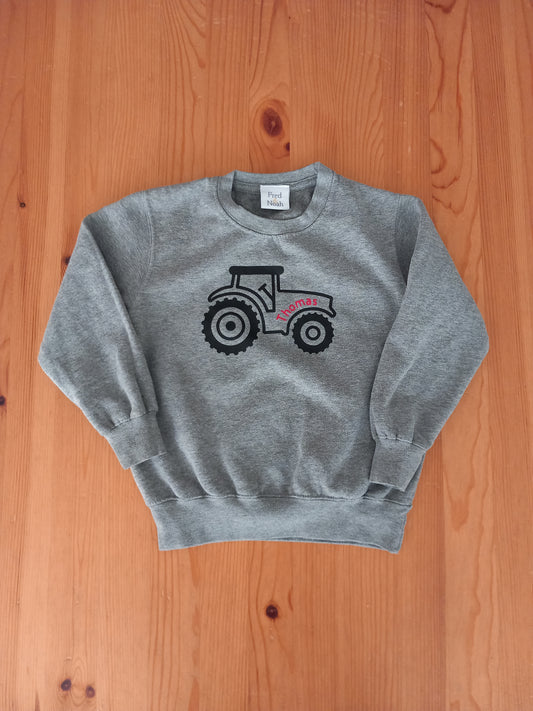 Grey Tractor Sweatshirt (Personalised With Thomas) - Boys 3-4 years - Fred & Noah