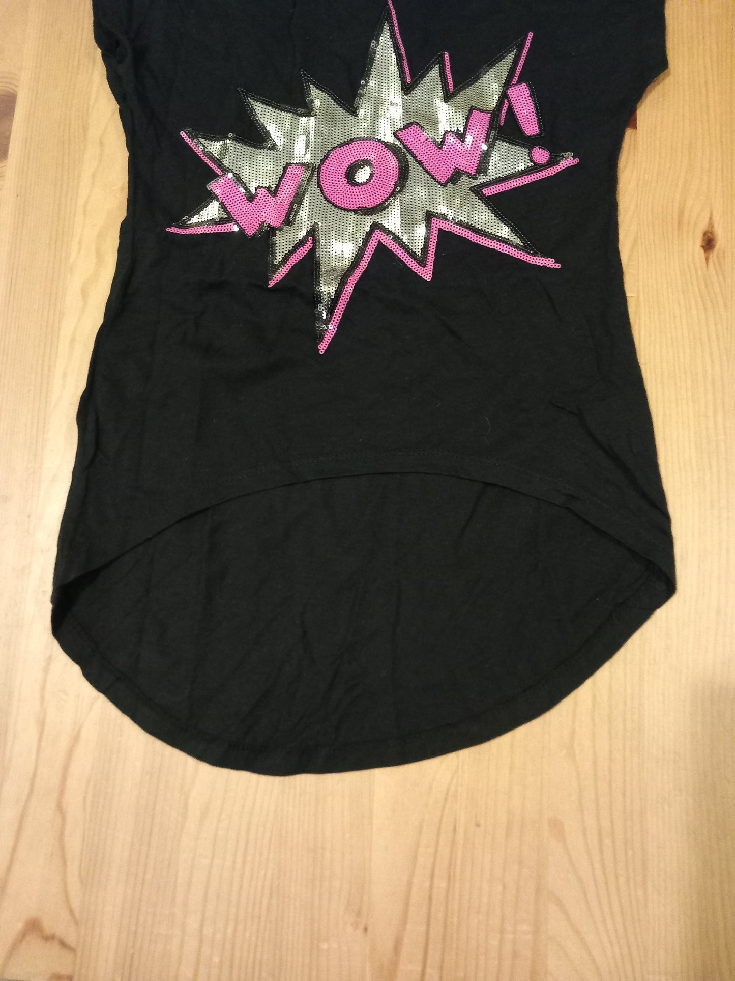 Black 'Wow' Sequined Short Sleeve Top - Girls 9-10 years - Primark