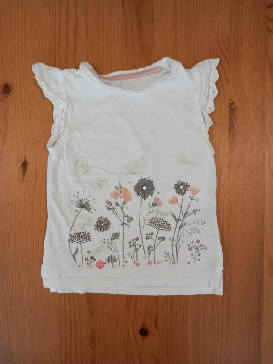 White Butterflies & Flowers Top - Girls 18-24 months - Mothercare
