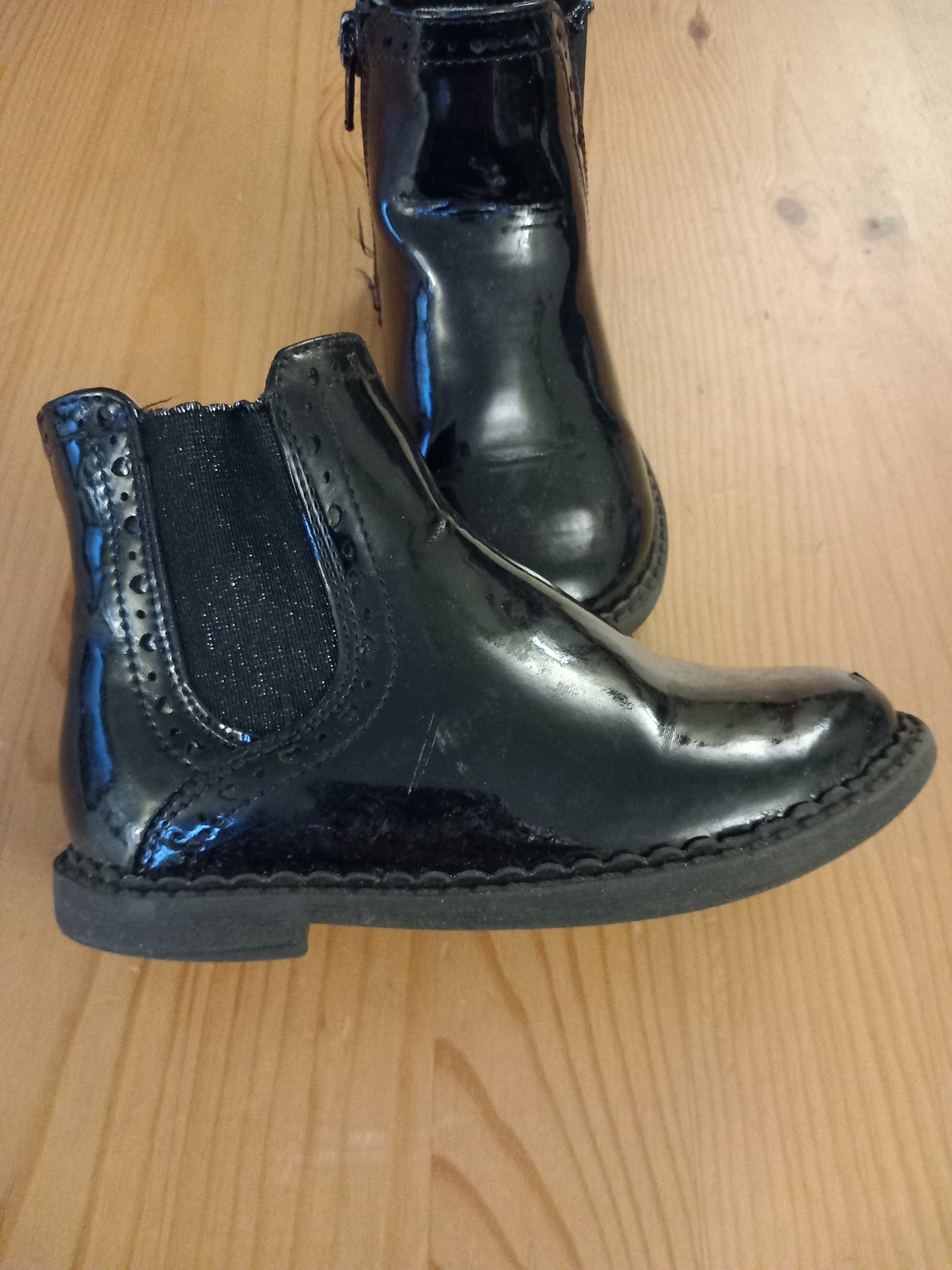 Black Patent Boots - Girls Junior Size 8 - George