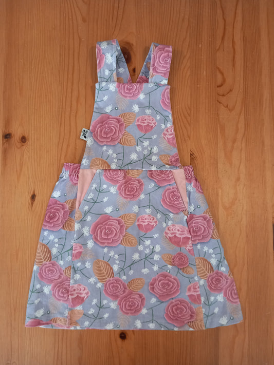 Handmade Flowers Pinafore Dress - Girls 4-5 years - Mary-Jane Handmade Children's Clothes