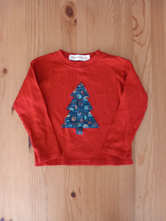 Red Christmas Tree Long Sleeve Top - Unisex 1-2 years - Magnificent Stanley