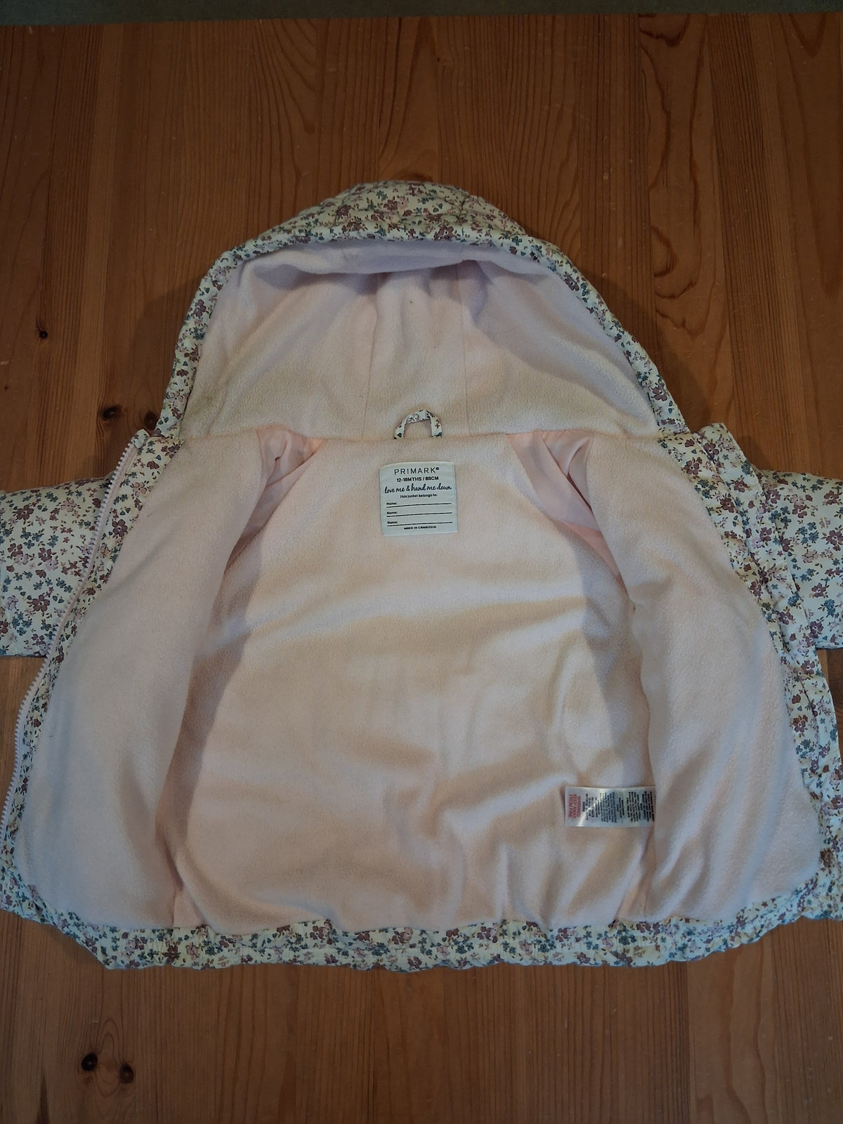 Floral Padded Fleece Lined Coat - Girls 12-18 months - Primark